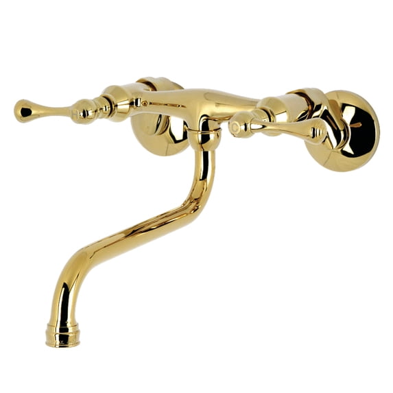 Kingston Brass KS315PB Kingston Wall Mount Bathroom Faucet, Polished Brass