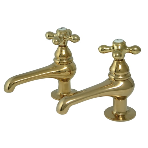 Kingston Brass KS3202AX Restoration Two-Handle Deck Mount Basin Tap Faucet in Polished Brass