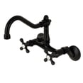 thumbnail image 1 of Kingston Brass KS3220AX Vintage 6" Adjustable Center Wall Mount Kitchen Faucet, Matte Black, 1 of 2
