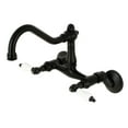 thumbnail image 1 of Kingston Brass KS3220PL Vintage 6" Adjustable Center Wall Mount Kitchen Faucet, Matte Black, 1 of 5