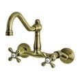 thumbnail image 1 of Kingston Brass KS3223AX Vintage 6" Adjustable Center Wall Mount Kitchen Faucet, Antique Brass, 1 of 3