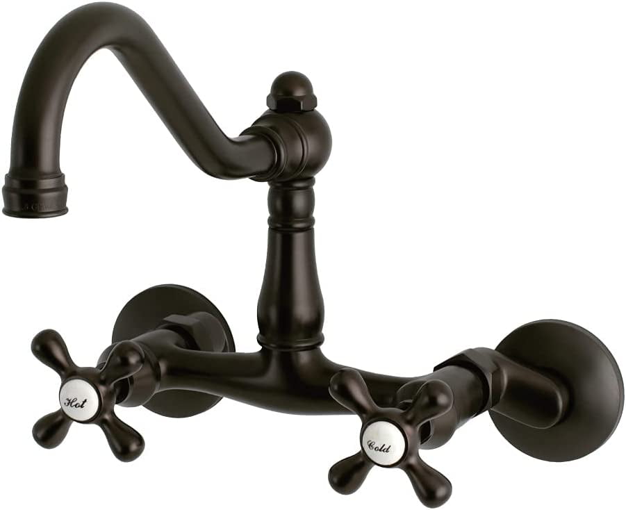 Vintage Oil Rubbed Bronze Wall Mount Kitchen Faucet