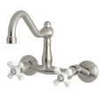 thumbnail image 1 of Kingston Brass KS3228PX Vintage 6" Adjustable Center Wall Mount Kitchen Faucet, Brushed Nickel, 1 of 5