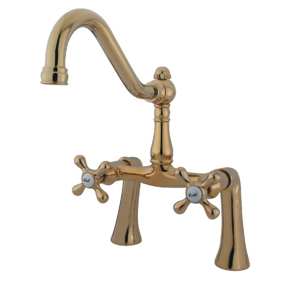 Kingston Brass KS3232AX Restoration Clawfoot Tub Bridge Faucet, Polished Brass