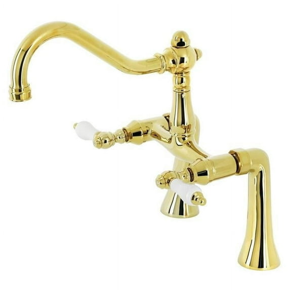 Kingston Brass KS3232PL Restoration Deck Mount Clawfoot Tub Faucet, Polished Brass