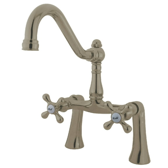 Kingston Brass KS3238AX Restoration 7-Inch Center Deck Mount Clawfoot Tub Faucet, Brushed Nickel