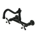 thumbnail image 1 of Kingston Brass KS3240AX Vintage Wall Mount Bathroom Faucet, Matte Black, 1 of 5