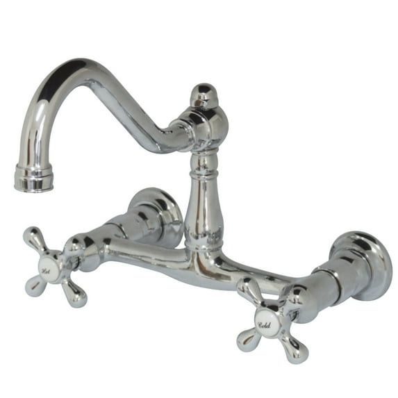 Kingston Brass KS3241AX Vintage Wall Mount Bathroom Faucet, Polished Chrome