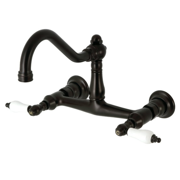 Kingston Brass KS3245PL Vintage Double-Handle Wall Mount Bathroom Faucet, Oil Rubbed Bronze