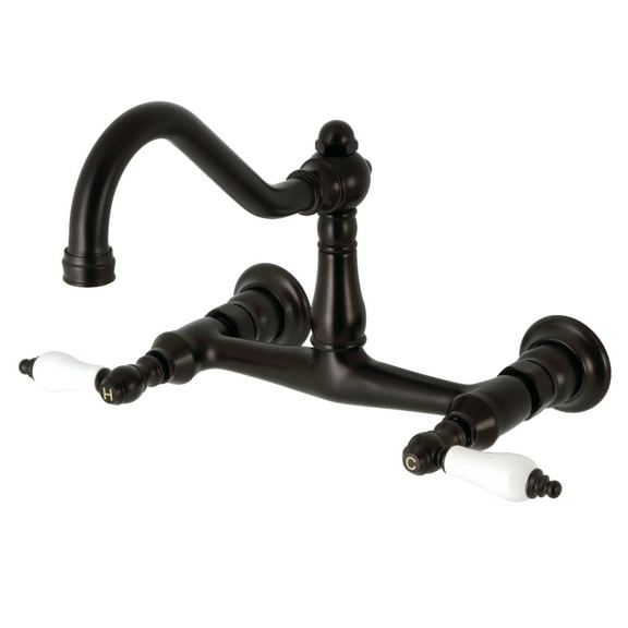 Kingston Brass KS3245PL Vintage Double-Handle Wall Mount Bathroom Faucet, Oil Rubbed Bronze