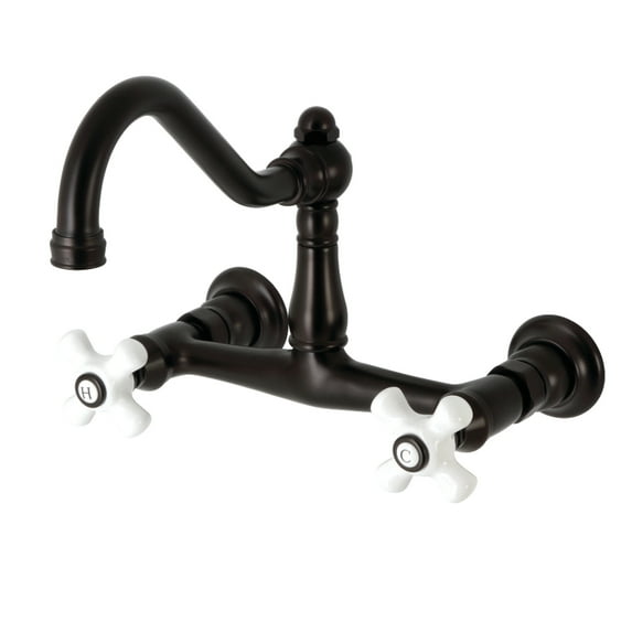 Kingston Brass KS3245PX Vintage Double-Handle Wall Mount Bathroom Faucet, Oil Rubbed Bronze