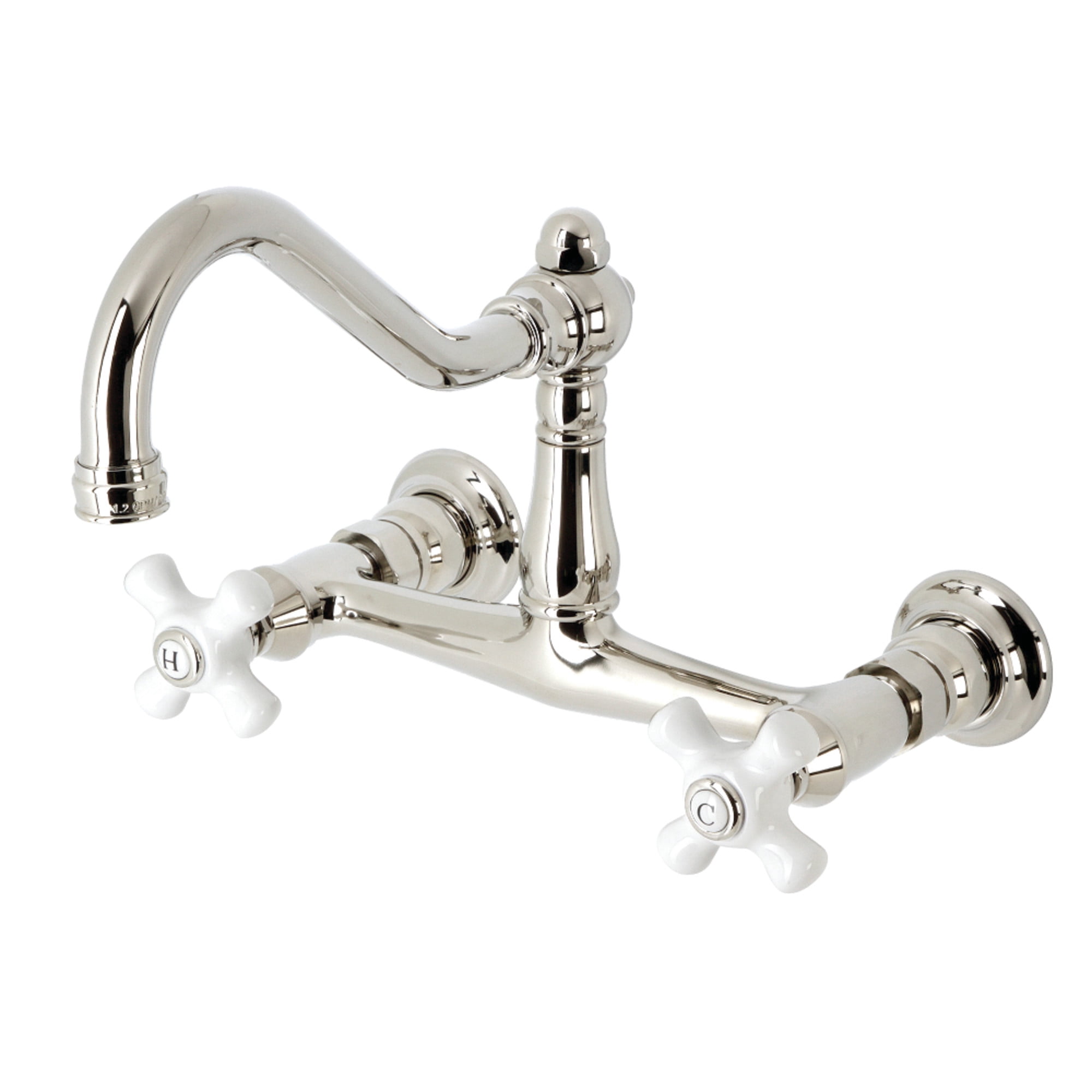 Kingston Brass KS3246PX Vintage Double-Handle Wall Mount Bathroom Faucet, Polished Nickel