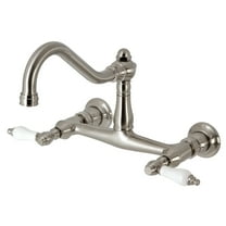 Kingston Brass KS3248PL Vintage Double-Handle Wall Mount Bathroom Faucet, Brushed Nickel
