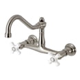 thumbnail image 1 of Kingston Brass KS3248PX Vintage Double-Handle Wall Mount Bathroom Faucet, Brushed Nickel, 1 of 8
