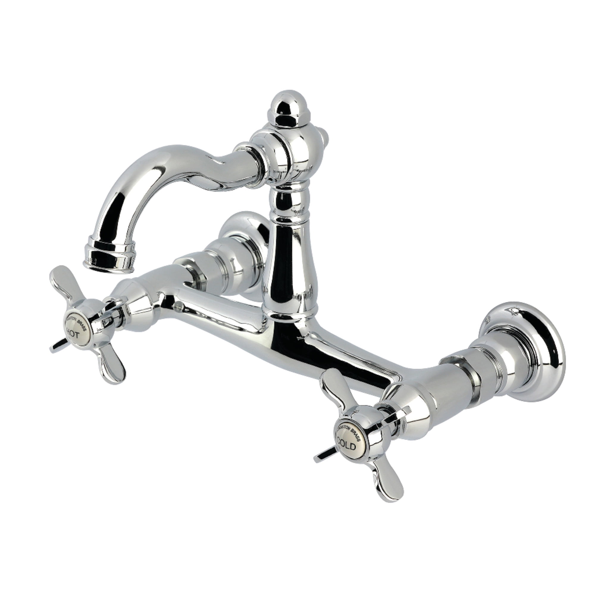 Kingston Brass KS3251BEX Vintage Double-Handle Wall-Mount Bridge Kitchen Faucet, Polished Chrome