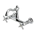 thumbnail image 1 of Kingston Brass KS3251BEX Vintage Double-Handle Wall-Mount Bridge Kitchen Faucet, Polished Chrome, 1 of 7