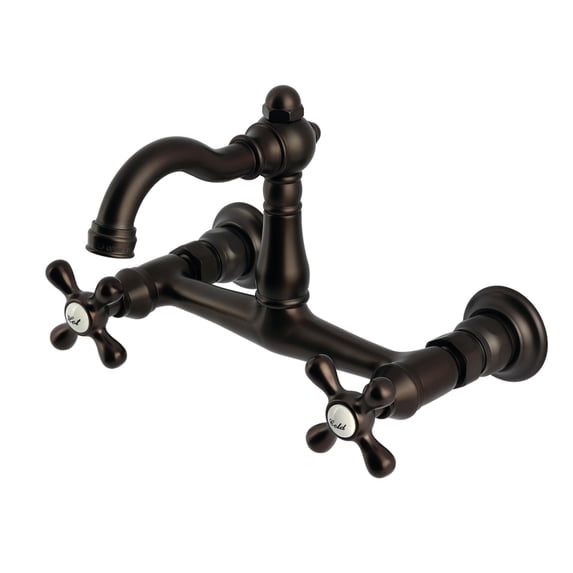 Kingston Brass KS3255AX Vintage Double-Handle Wall-Mount Bridge Kitchen Faucet, Oil Rubbed Bronze