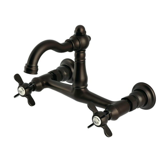 Kingston Brass KS3255BEX Vintage Double-Handle Wall-Mount Bridge Kitchen Faucet, Oil Rubbed Bronze