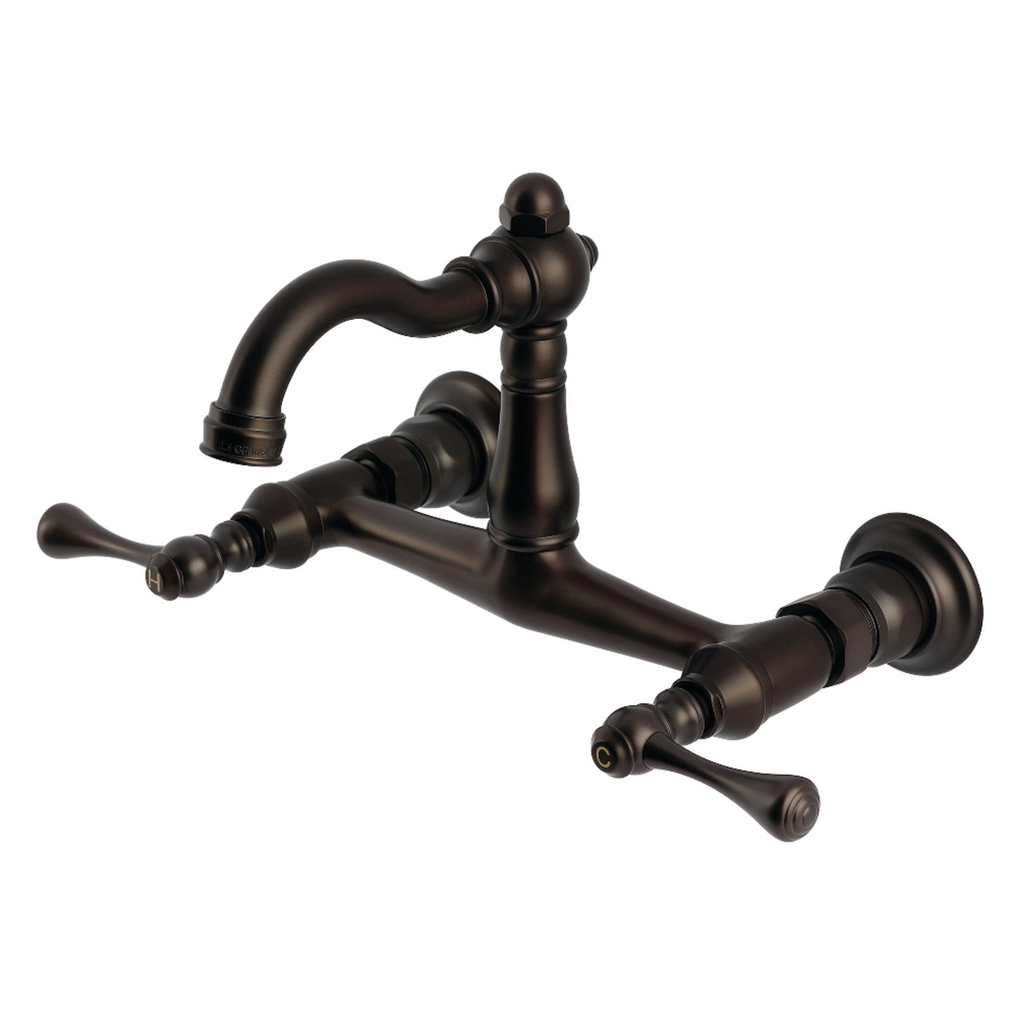 Kingston Brass KS3255BL Vintage Double-Handle Wall-Mount Bridge Kitchen Faucet, Oil Rubbed Bronze