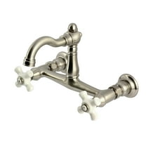 Kingston Brass KS3258PX Vintage Double-Handle Wall-Mount Bridge Kitchen Faucet, Brushed Nickel