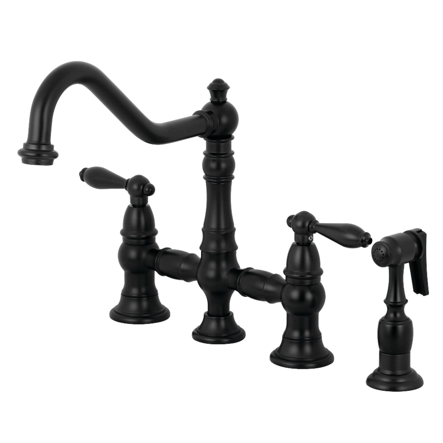 Kingston Brass KS3270ALBS Kitchen Faucet with Side Sprayer, Matte Black