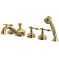 thumbnail image 1 of Kingston Brass KS33325NL Roman 5-Piece Roman Tub Faucet with Hand Shower, Polished Brass, 1 of 4