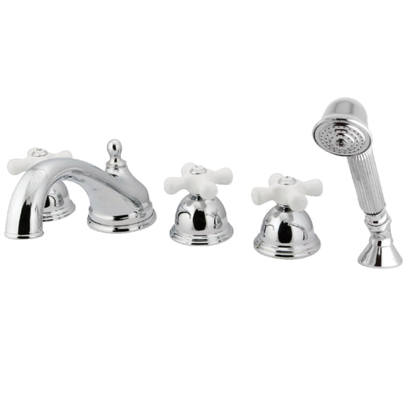Kingston Brass KS33515PX Milano 5-Piece Roman Tub Faucet with Hand Shower, Polished Chrome