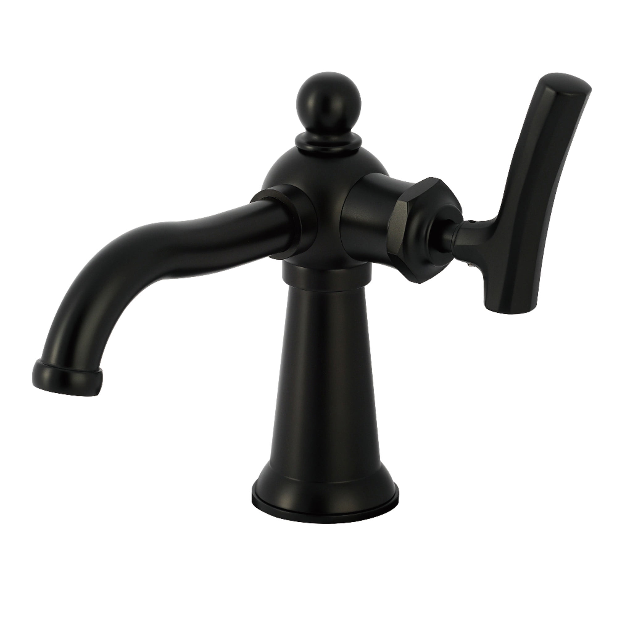 Kingston Brass KS3540TKL Hallerbos One-Handle 1-Hole Bathroom Faucet with Push Pop-Up Drain in Matte Black