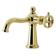Kingston Brass KS3542RNK Levante One-Handle 1-Hole Bathroom Faucet with Push Pop-Up Drain in Polished Brass