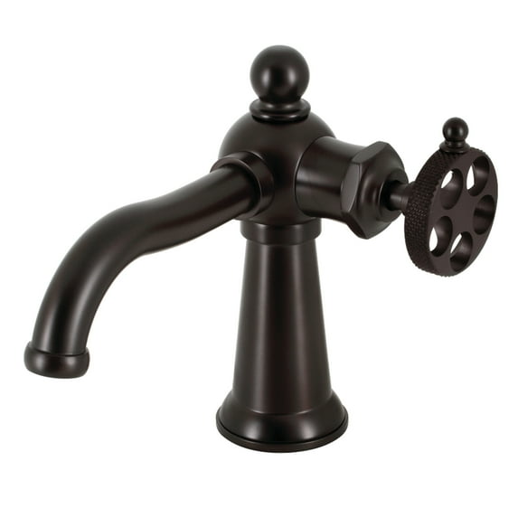 Kingston Brass KS3545RKX Webb One-Handle Single-Hole Bathroom Faucet with Knurled Handle and Push Pop-Up Drain, Oil Rubbed Bronze