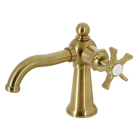 Kingston Brass KS3547NX Hamilton One-Handle Single-Hole Bathroom Faucet with Push Pop-Up Drain, Brushed Brass