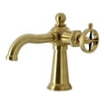 thumbnail image 1 of Kingston Brass KS3547RNK Levante One-Handle 1-Hole Bathroom Faucet with Push Pop-Up Drain in Brushed Brass, 1 of 7