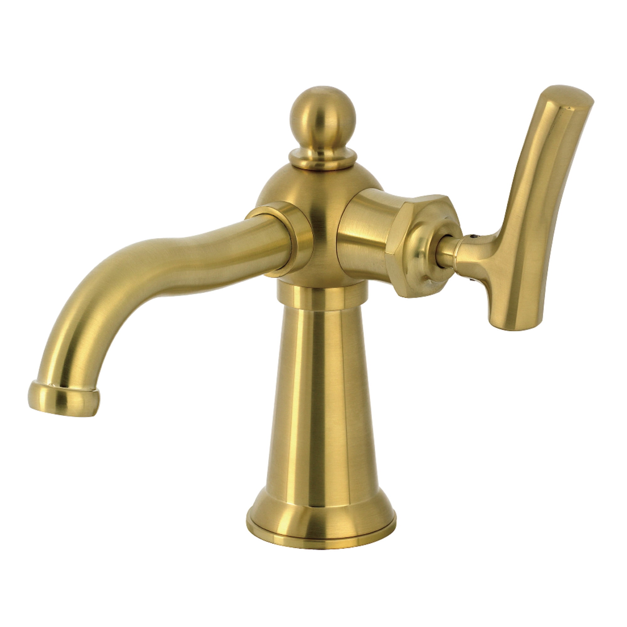 Kingston Brass KS3547TKL Hallerbos One-Handle 1-Hole Bathroom Faucet with Push Pop-Up Drain in Brushed Brass