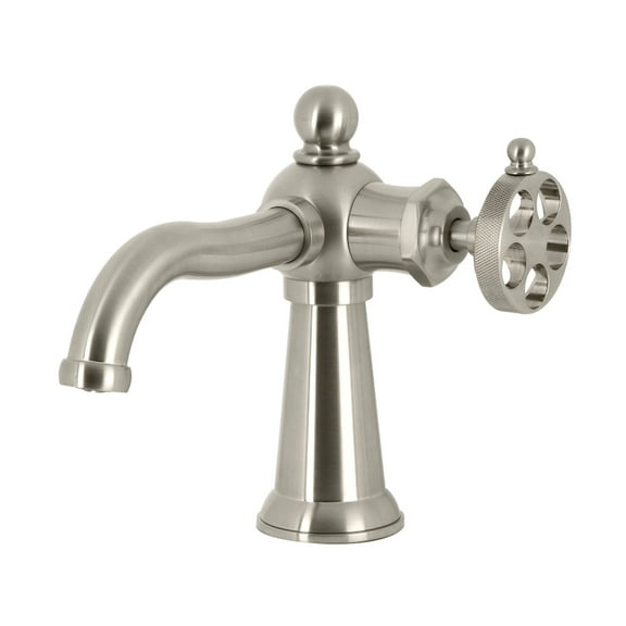 Kingston Brass KS3548RKZ Wendell One-Handle Single-Hole Bathroom Faucet with Knurled Handle and Push Pop-Up Drain, Brushed Nickel