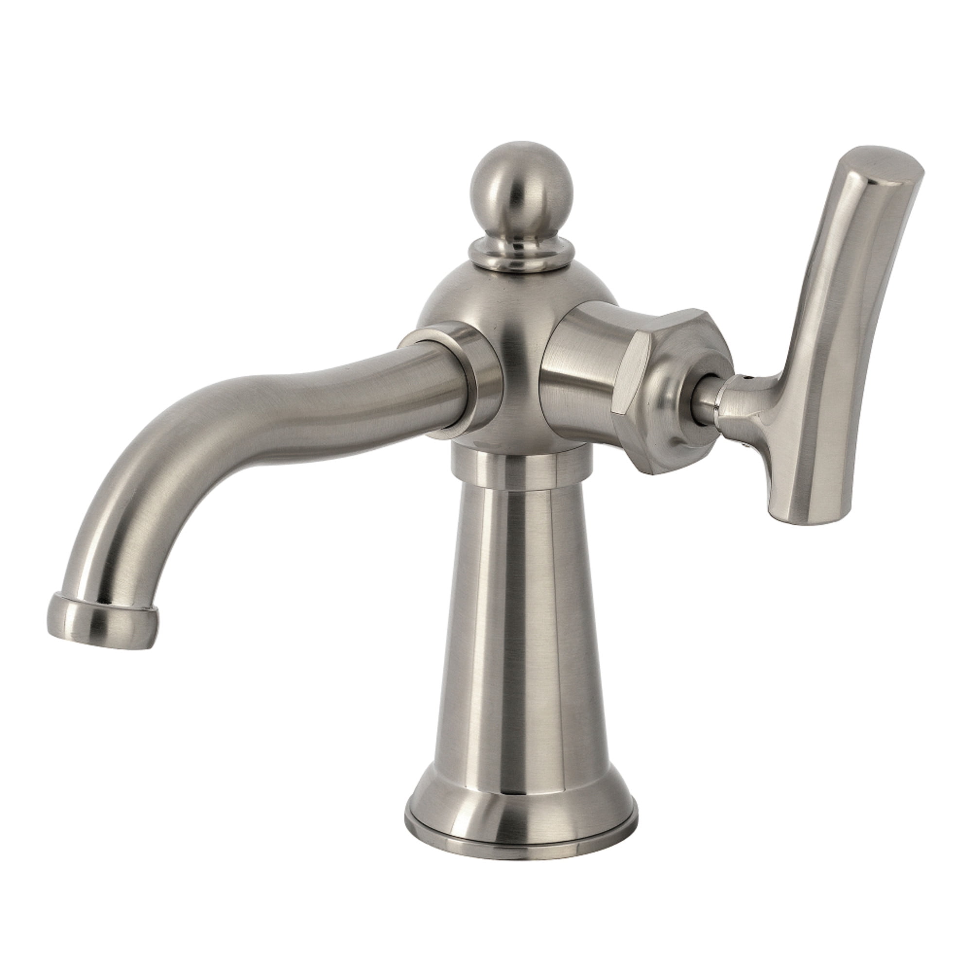 Kingston Brass KS3548TKL Hallerbos One-Handle 1-Hole Bathroom Faucet with Push Pop-Up Drain in Brushed Nickel