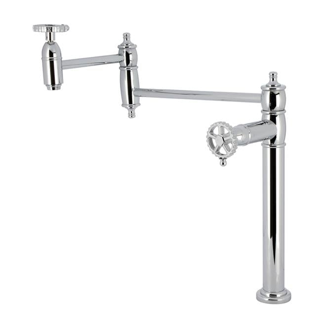 Polished Chrome Dual Handle Deck Mount Pot Filler Faucet