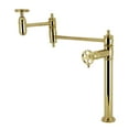 thumbnail image 1 of Kingston Brass KS3702RKX Webb Deck Mount Pot Filler Faucet with Knurled Handle, Polished Brass, 1 of 7