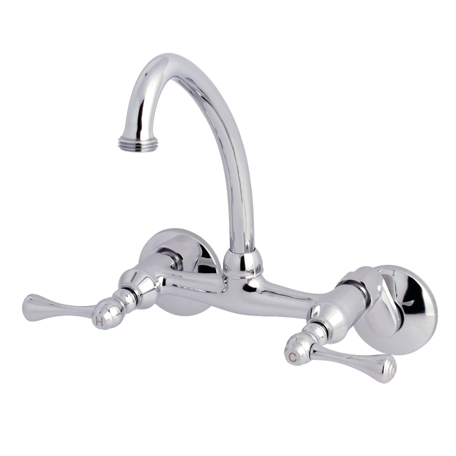 Polished Chrome Dual Handle Wall Mount Laundry Faucet