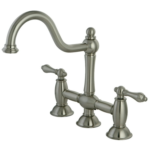 Kingston Brass KS3788AL Restoration Bridge Kitchen Faucet, Brushed Nickel
