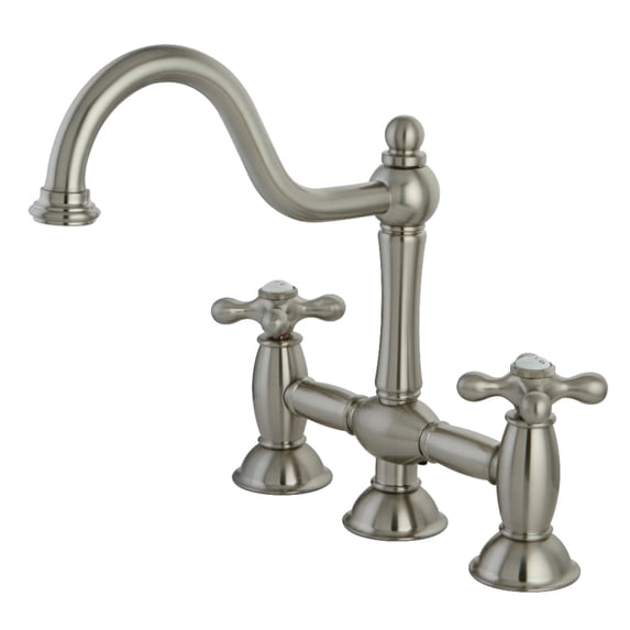 Kingston Brass KS3788AX Restoration Bridge Kitchen Faucet, Brushed Nickel