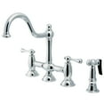 thumbnail image 1 of Kingston Brass KS3791BLBS Restoration Bridge Kitchen Faucet with Brass Sprayer, Polished Chrome, 1 of 3