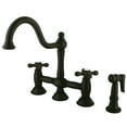 thumbnail image 1 of Kingston Brass KS3795AXBS Restoration Two-Handle 4-Hole Deck Mount Bridge Kitchen Faucet with Brass Side Sprayer in Oil Rubbed Bronze, 1 of 4