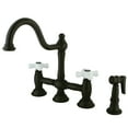 thumbnail image 1 of Kingston Brass KS3795PXBS Restoration Two-Handle 4-Hole Deck Mount Bridge Kitchen Faucet with Brass Side Sprayer in Oil Rubbed Bronze, 1 of 4