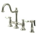 thumbnail image 1 of Kingston Brass KS3798PLBS Restoration Bridge Kitchen Faucet with Brass Sprayer, Brushed Nickel, 1 of 2
