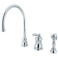 thumbnail image 1 of Kingston Brass KS3811ALBS Restoration Single-Handle 3-Hole Widespread Kitchen Faucet with Brass Sprayer in Polished Chrome, 1 of 8