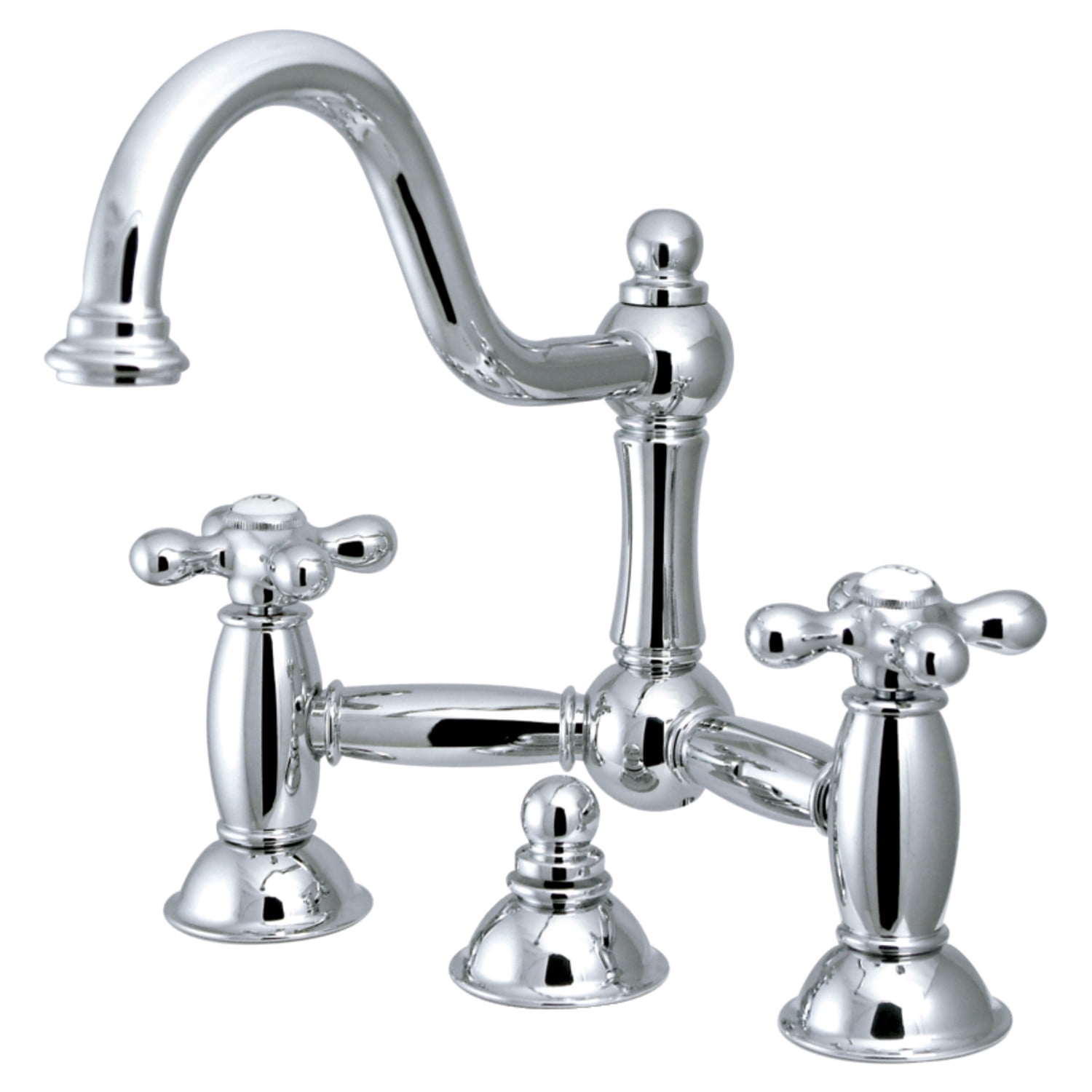 Kingston Brass KS3911AX Restoration Bathroom Bridge Mounted Faucet, Polished Chrome