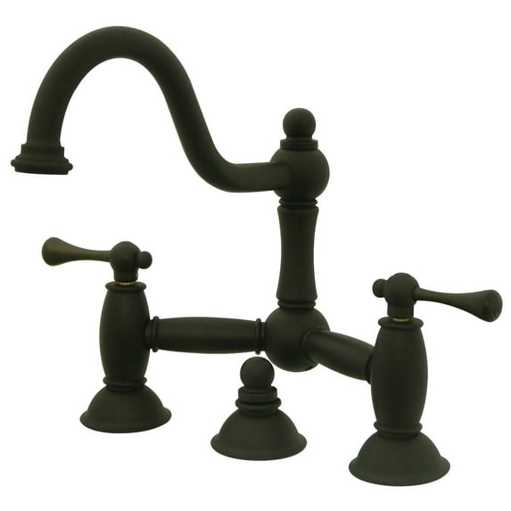 Kingston Brass KS3915BL Restoration Bathroom Bridge Mounted Faucet, Oil Rubbed Bronze