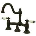 thumbnail image 1 of Kingston Brass KS3915PL Restoration Bathroom Standard Mount Bridge Faucet, Oil Rubbed Bronze, 1 of 5