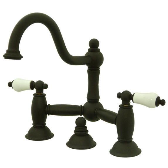Kingston Brass KS3915PL Restoration Bathroom Standard Mount Bridge Faucet, Oil Rubbed Bronze