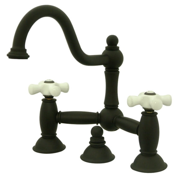 Kingston Brass KS3915PX Restoration Bathroom Bridge Mounted Faucet, Oil Rubbed Bronze